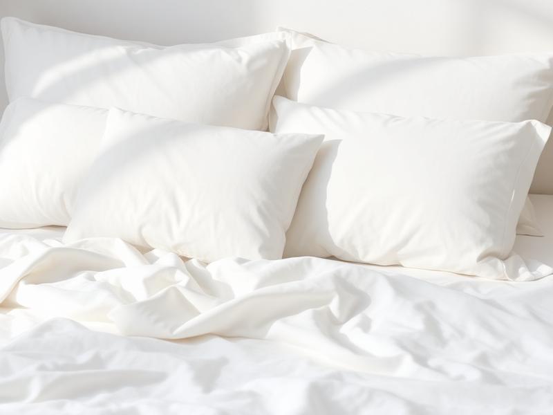 White pillows and crisp bed sheets in daylight